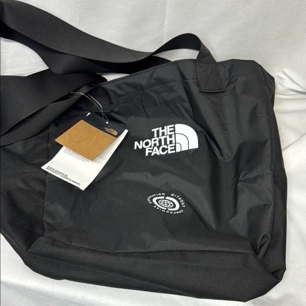 The North Face Loop Nylon EWC Tote Reuse Bag Black white Logo Print medi…